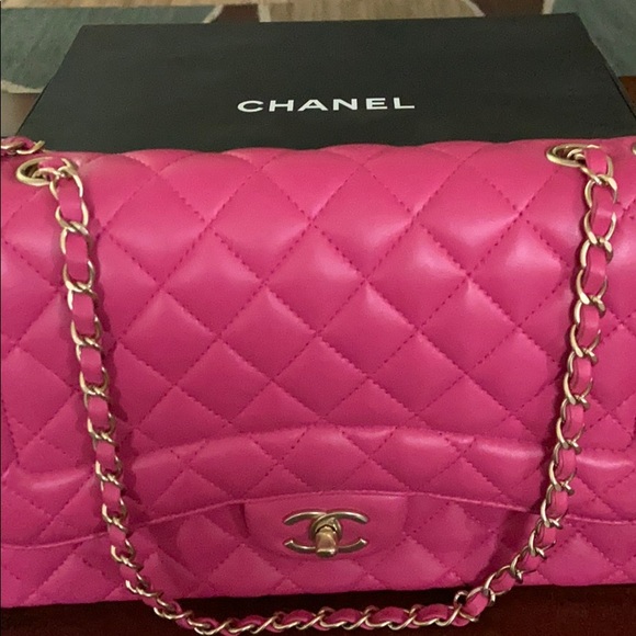 pink chanel luggage